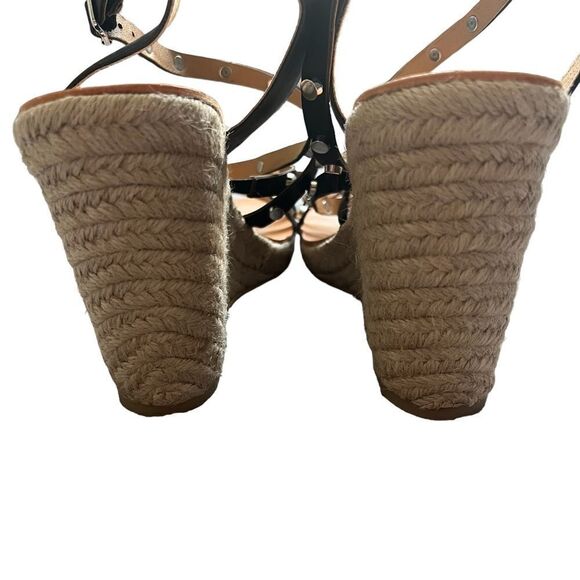 Dolce Vita Wedge Sandals Womens 10 Black Studded Espadrille Strappy Shoes - Picture 5 of 7
